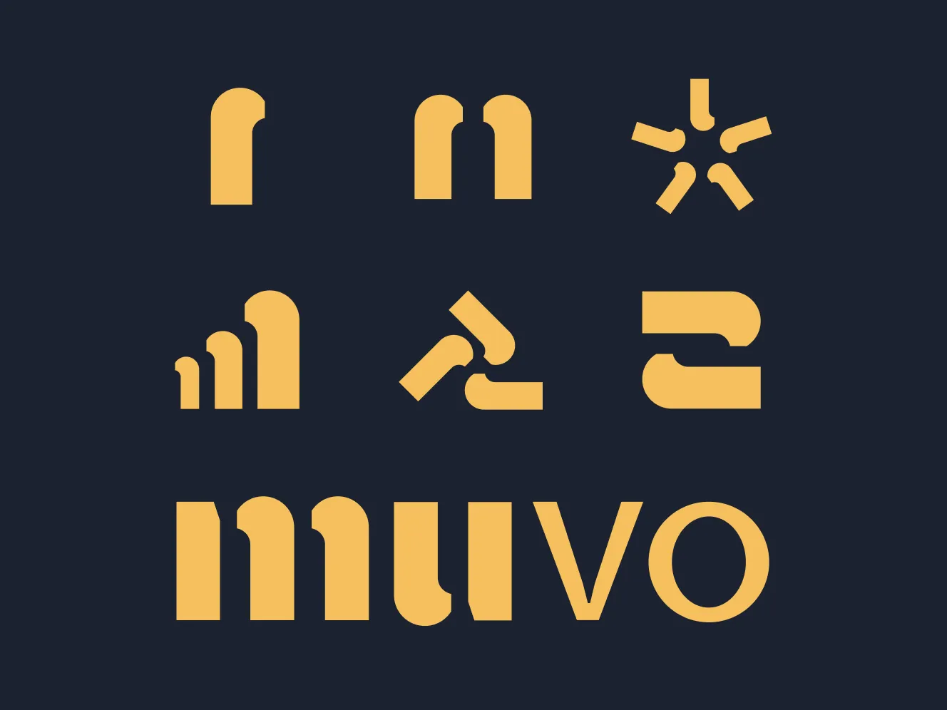 Alphabet graphique et logo de MUVO