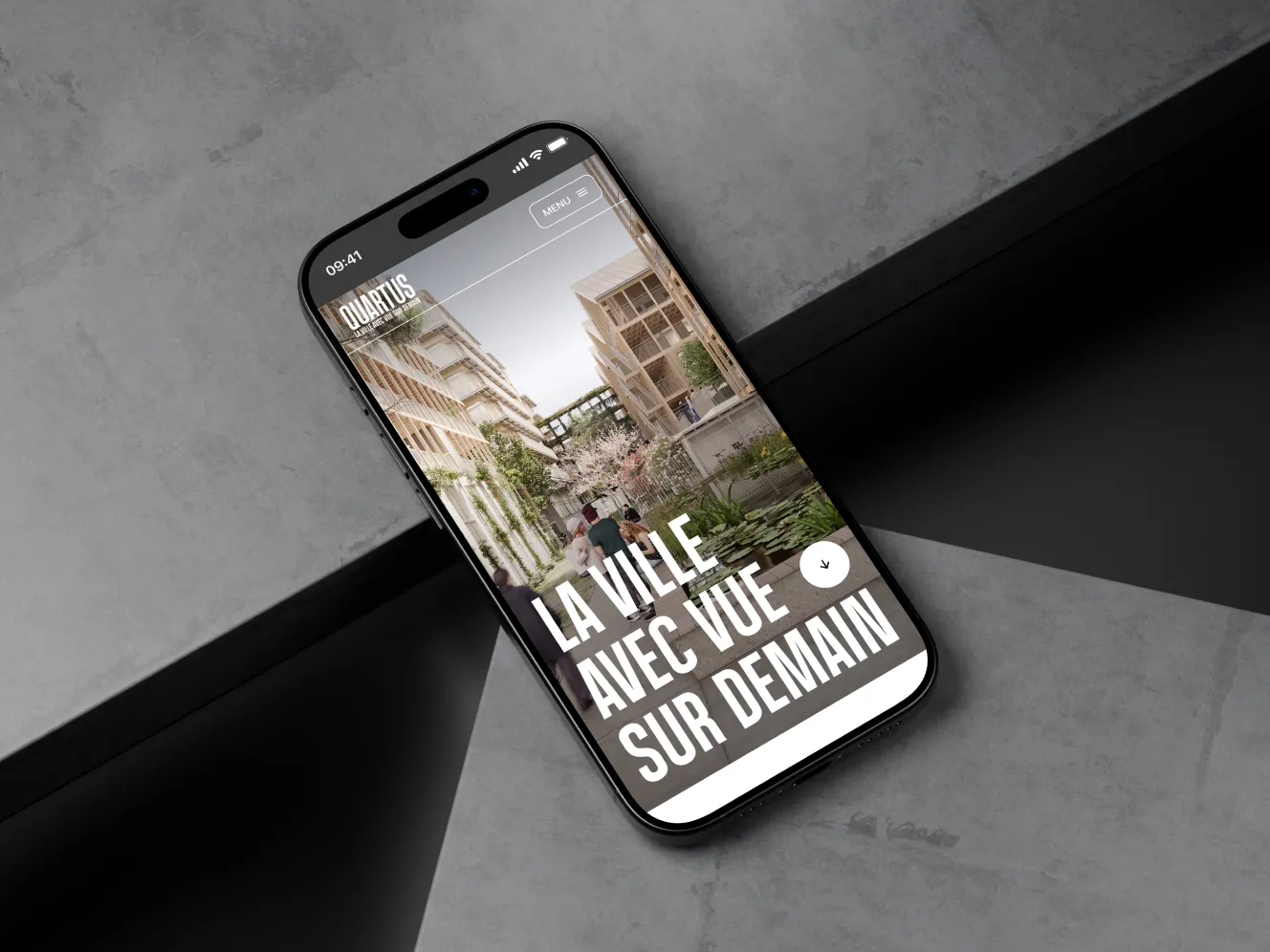 Écran mobile du site Quartus